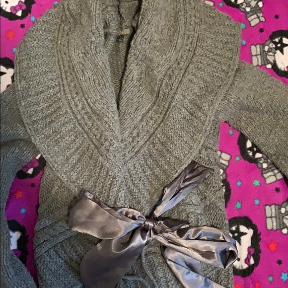 Apt. 9 open wrap cowl wrap sweater with silk tie - Picture 2 of 5